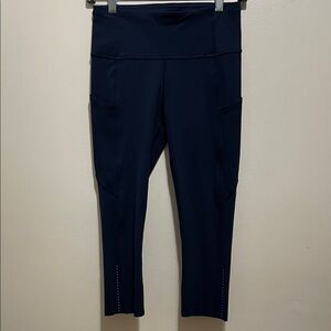 Lululemon Athletica Fast and Free Crop Navy Leggings Size 6